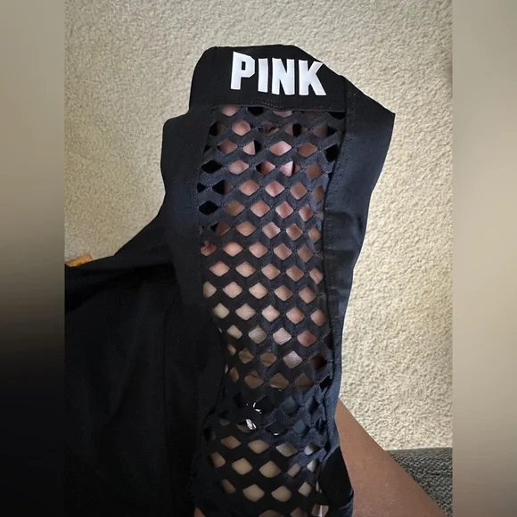 Victoria’s Secret PINK Black Leggings with Mesh Accents Size Medium - Picture 7 of 7